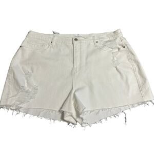 Good American White Distressed Frayed Hem Shorts Size 18 NWOT